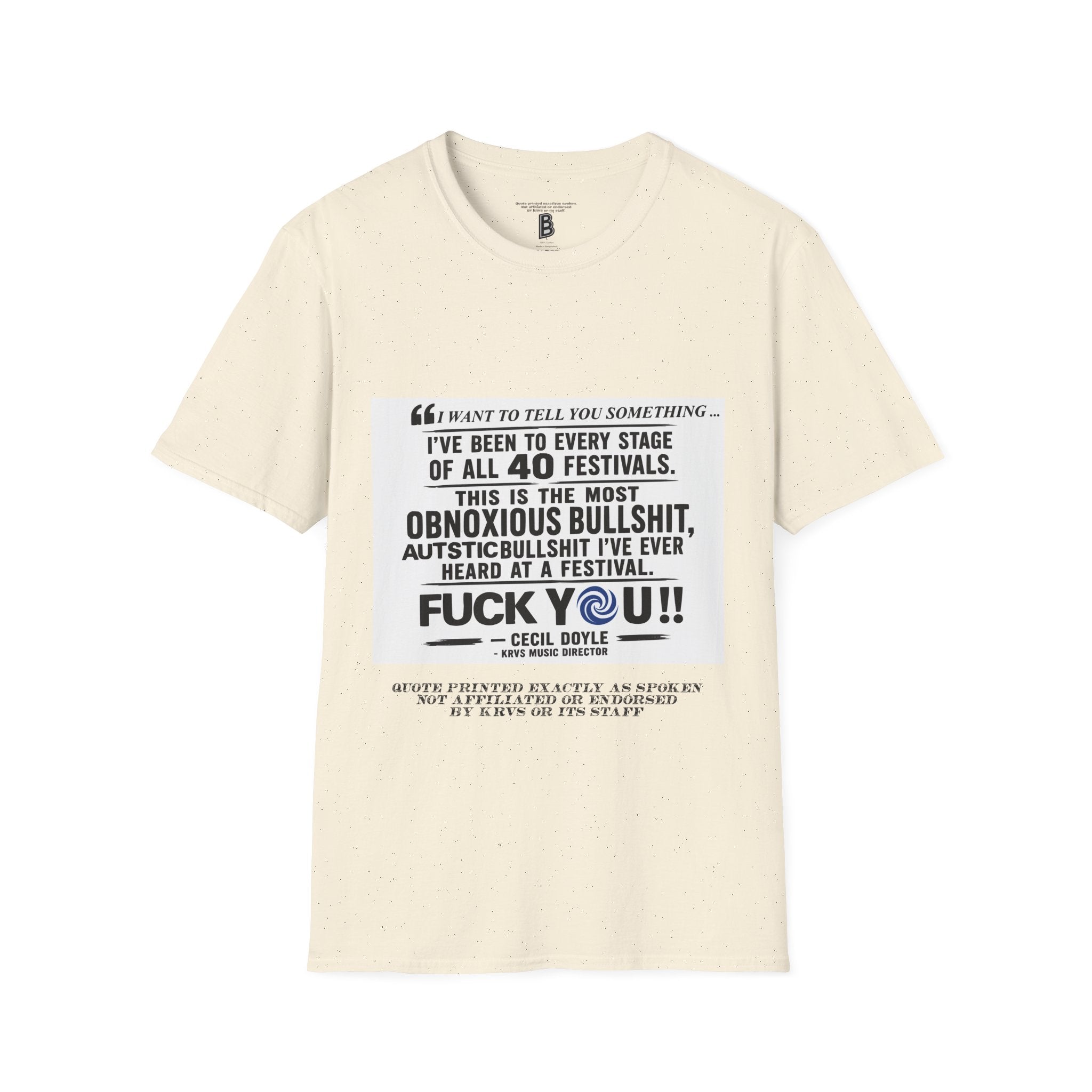 Festival Quote T-Shirt — Bold Band Tee | Support All Music Back Print