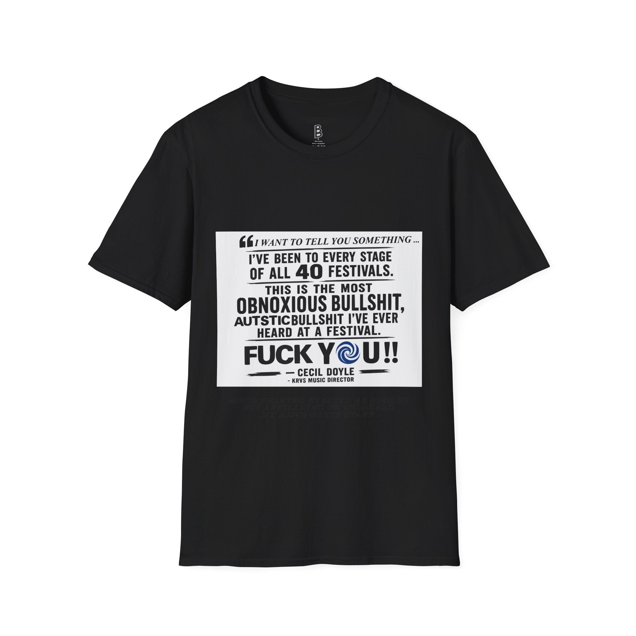 Festival Quote T-Shirt — Bold Band Tee | Support All Music Back Print