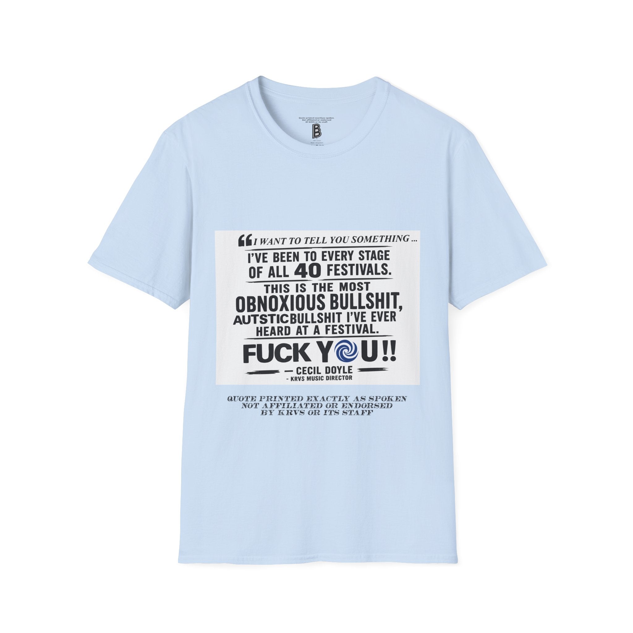 Festival Quote T-Shirt — Bold Band Tee | Support All Music Back Print