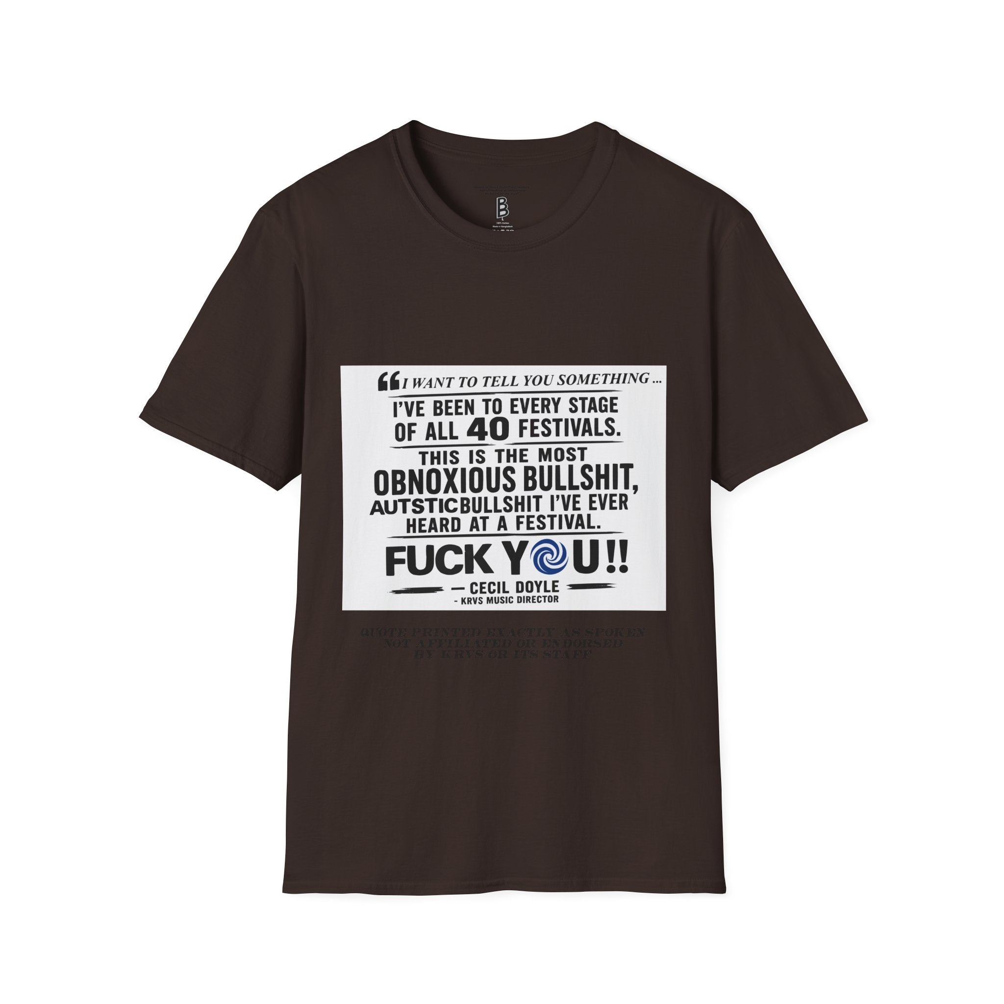 Festival Quote T-Shirt — Bold Band Tee | Support All Music Back Print