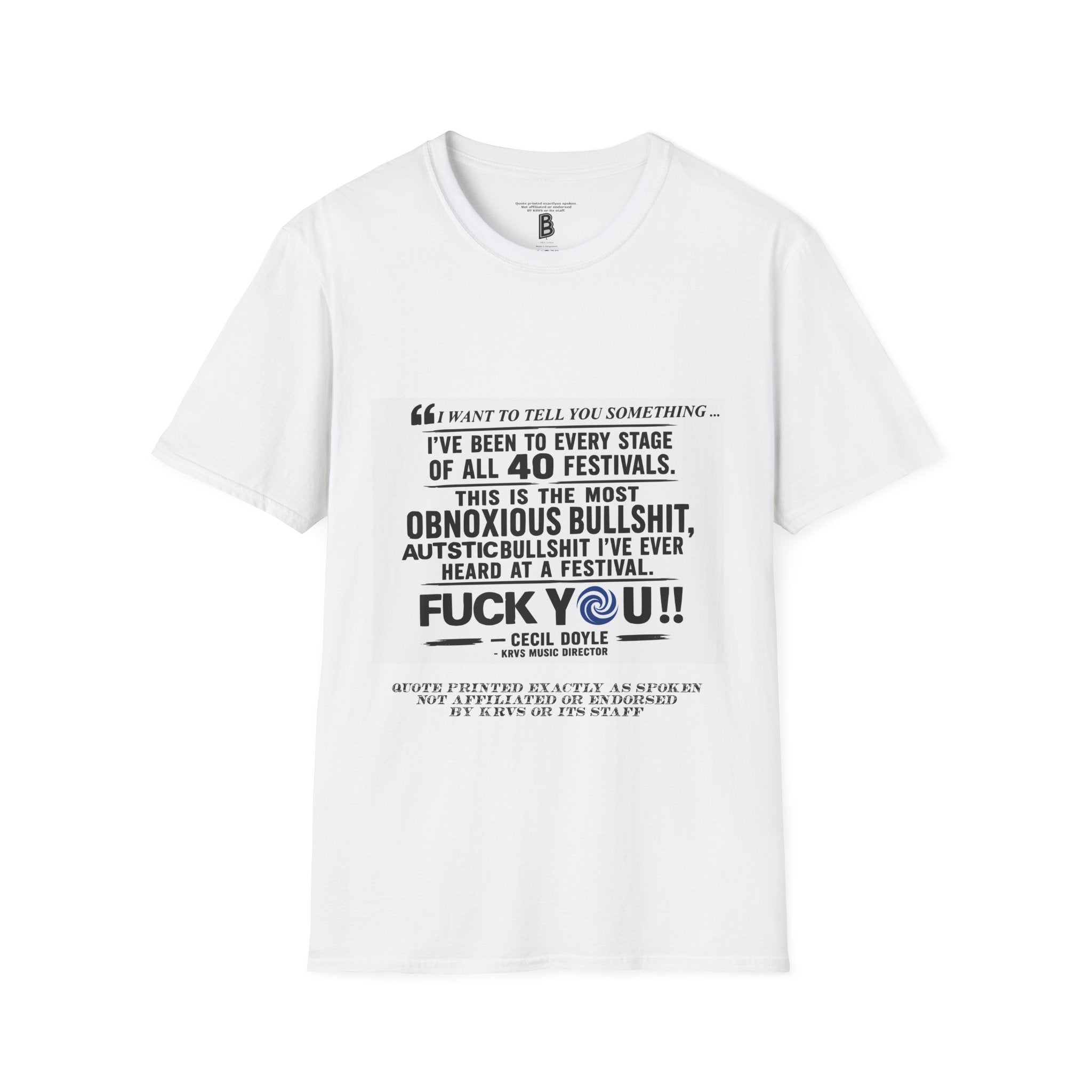 Festival Quote T-Shirt — Bold Band Tee | Support All Music Back Print