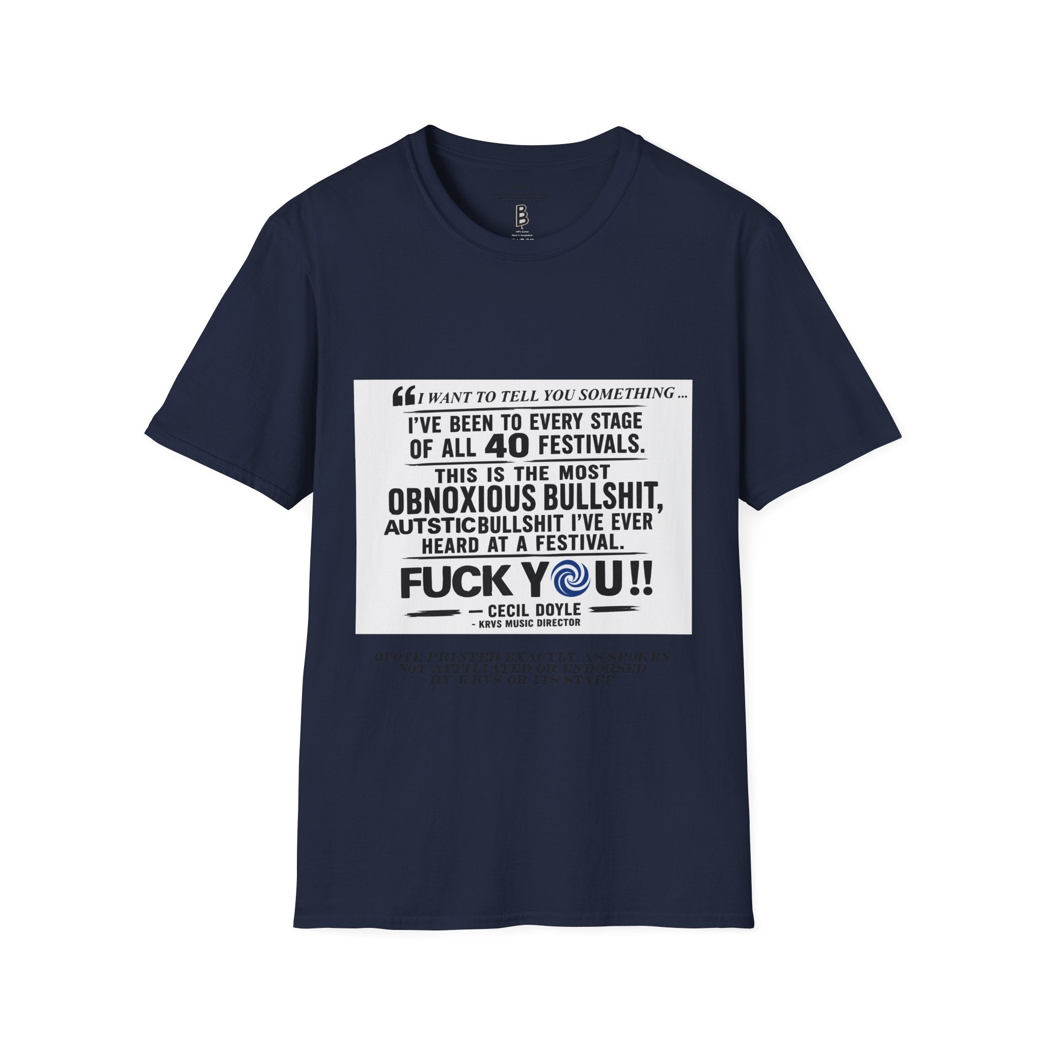 Festival Quote T-Shirt — Bold Band Tee | Support All Music Back Print