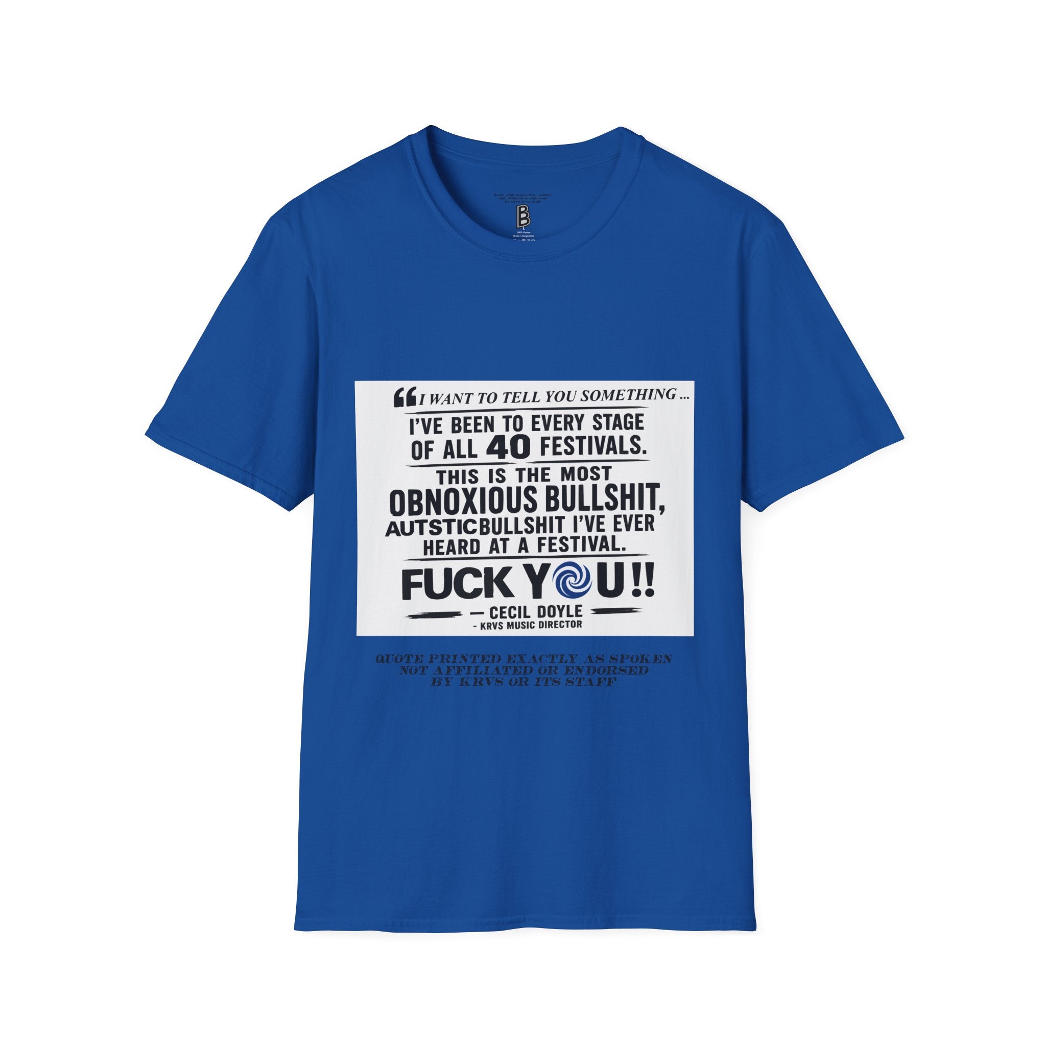 Festival Quote T-Shirt — Bold Band Tee | Support All Music Back Print