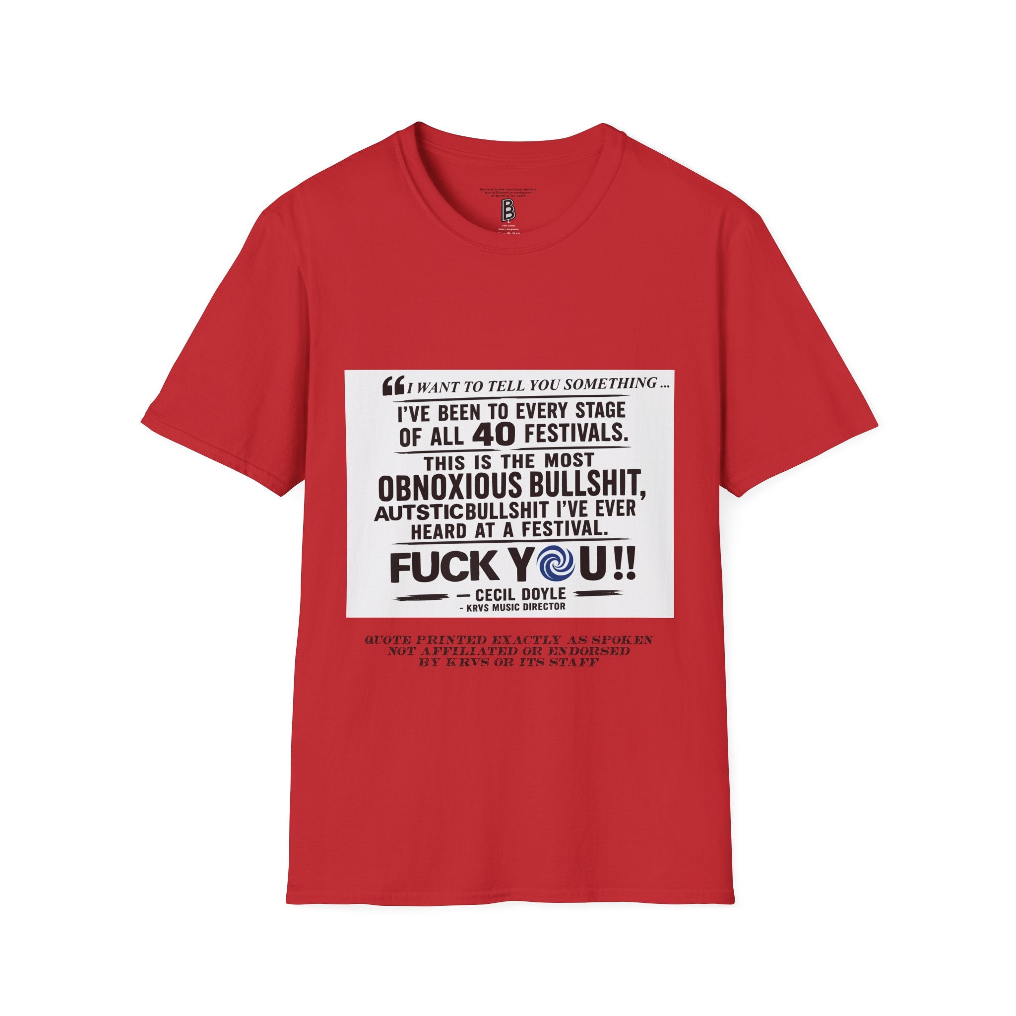 Festival Quote T-Shirt — Bold Band Tee | Support All Music Back Print