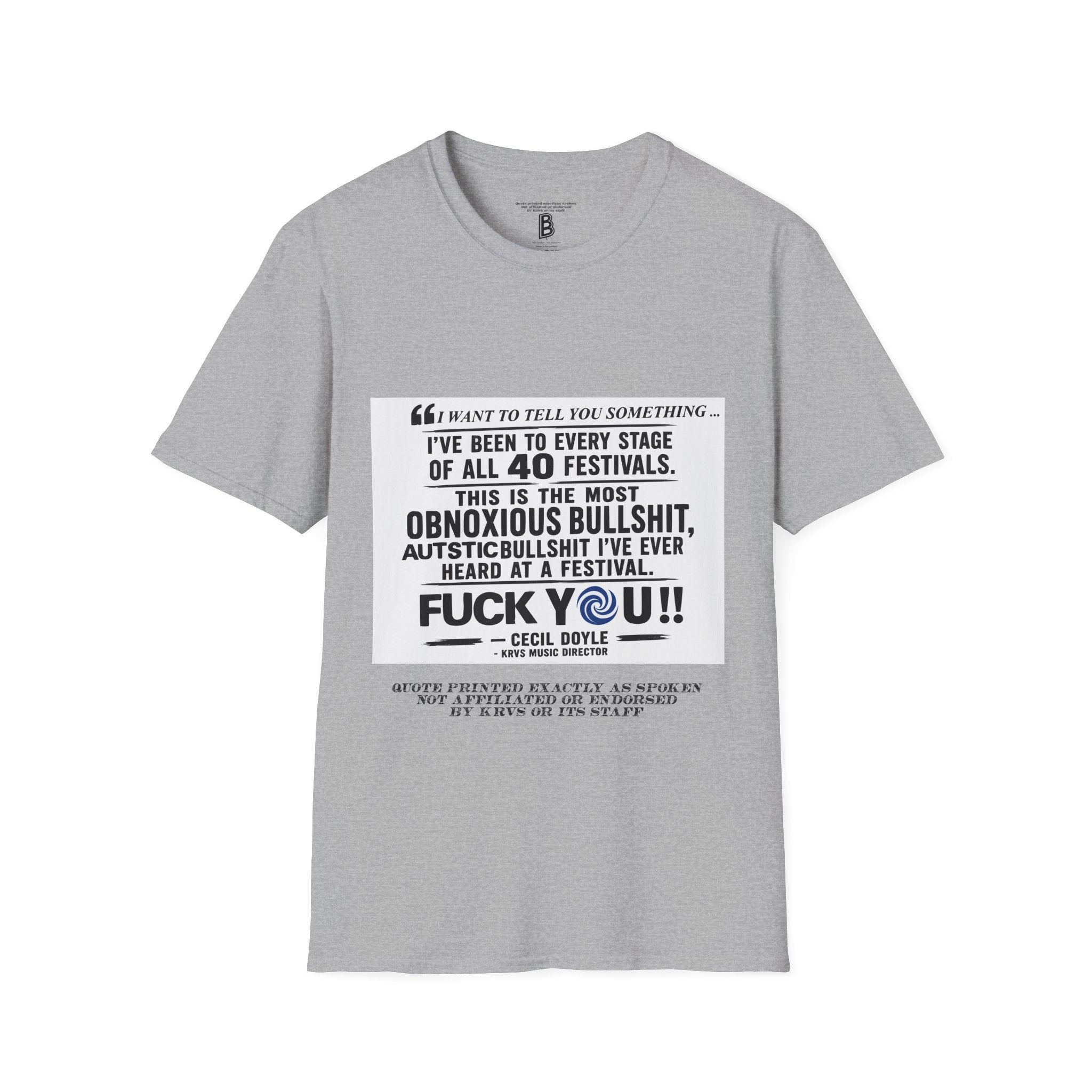 Festival Quote T-Shirt — Bold Band Tee | Support All Music Back Print