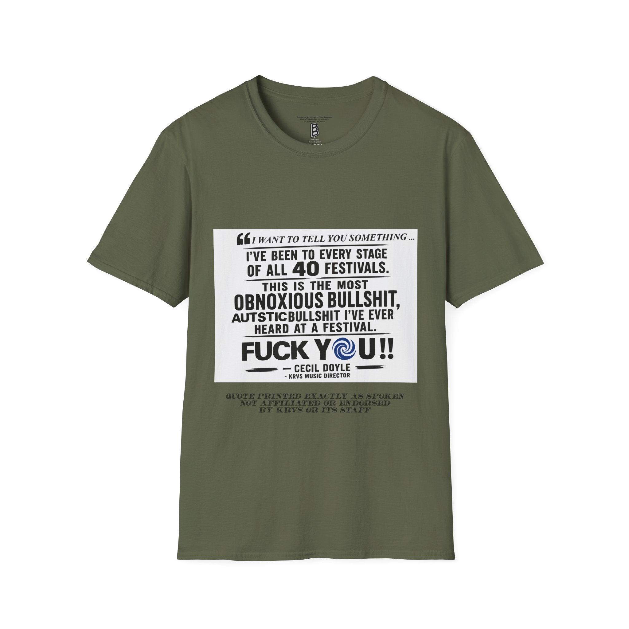 Festival Quote T-Shirt — Bold Band Tee | Support All Music Back Print