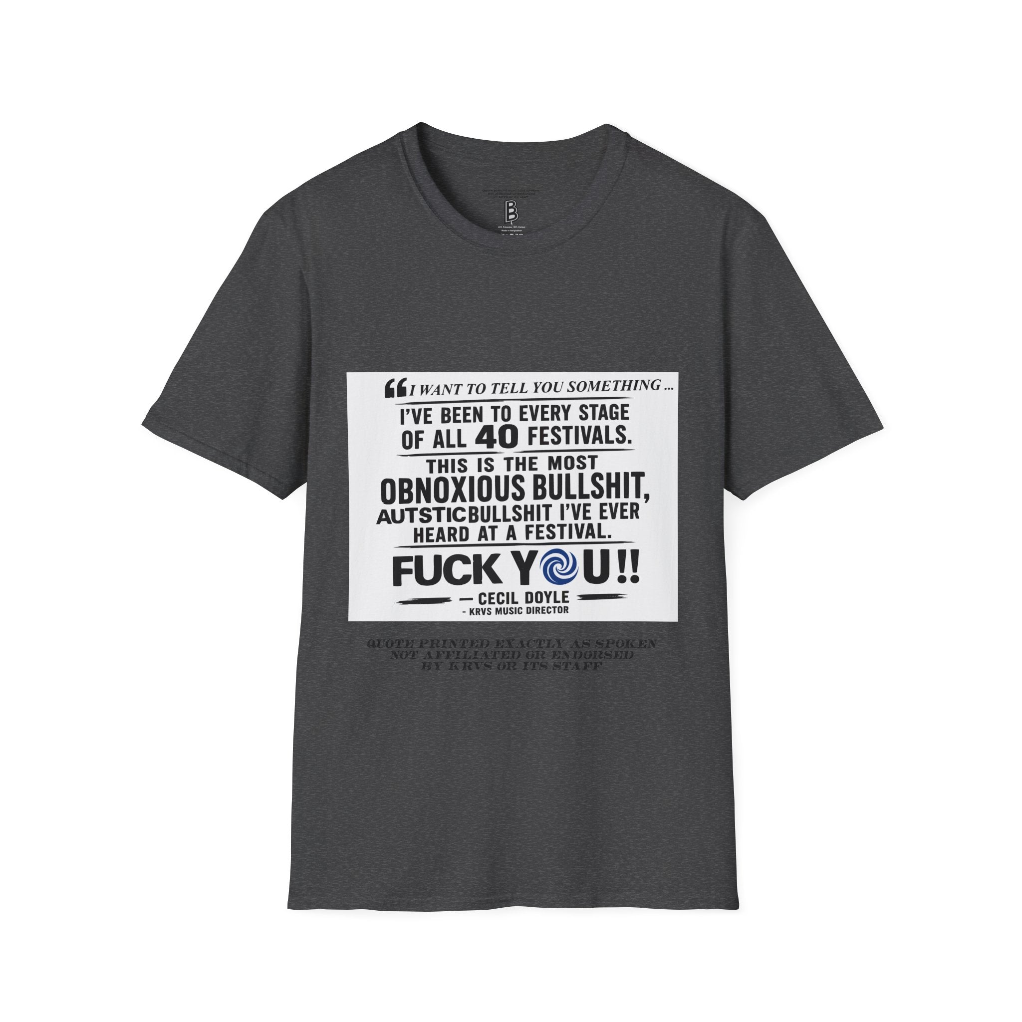 Festival Quote T-Shirt — Bold Band Tee | Support All Music Back Print